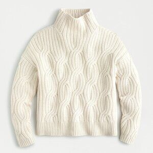 JCrew Collection, Thick Cable Knit Oversize Cashmere in Cream/Ivory